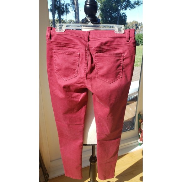 Tinsel Town Denim Couture Pants Teens Sz 5 Red Berry Jeans Skinny Tapered Cotton - Picture 2 of 14